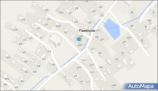 Pawłosiów, Pawłosiów, 323, mapa Pawłosiów