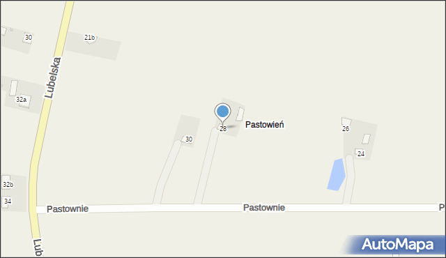 Pawłów, Pastownie, 28, mapa Pawłów