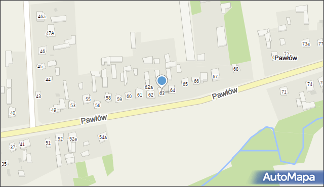 Pawłów, Pawłów, 63, mapa Pawłów