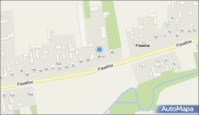 Pawłów, Pawłów, 67, mapa Pawłów