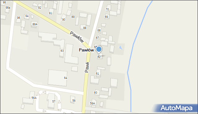 Pawłów, Pawłów, 62, mapa Pawłów