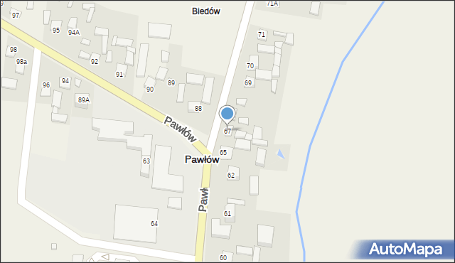 Pawłów, Pawłów, 67, mapa Pawłów