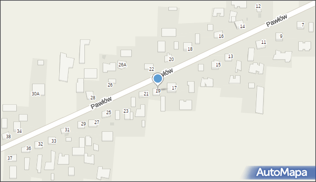 Pawłów, Pawłów, 19, mapa Pawłów