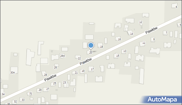 Pawłów, Pawłów, 20, mapa Pawłów