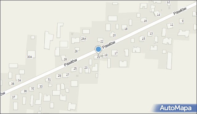 Pawłów, Pawłów, 21, mapa Pawłów