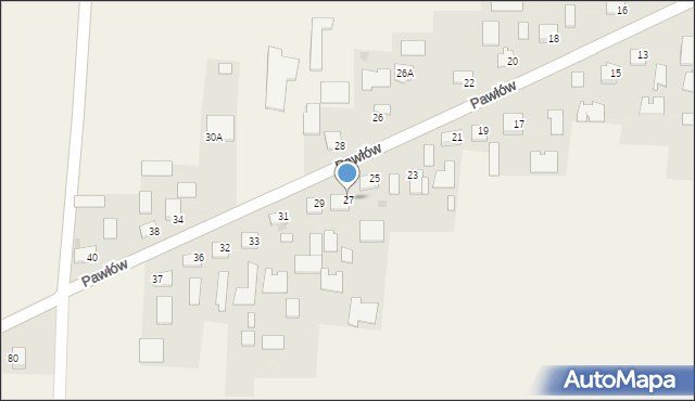 Pawłów, Pawłów, 27, mapa Pawłów