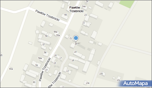 Pawłów Trzebnicki, Pawłów Trzebnicki, 20, mapa Pawłów Trzebnicki