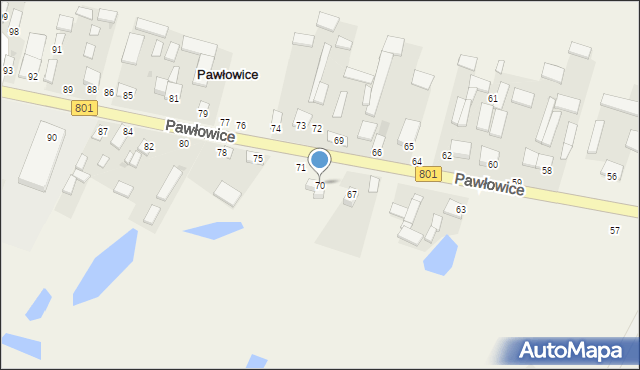 Pawłowice, Pawłowice, 70, mapa Pawłowice