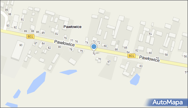 Pawłowice, Pawłowice, 71, mapa Pawłowice