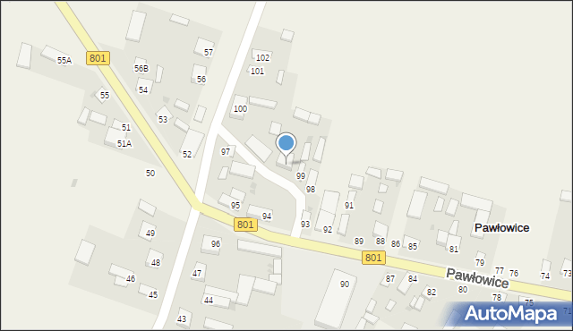 Pawłowice, Pawłowice, 99A, mapa Pawłowice