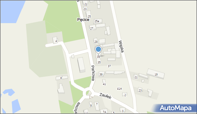 Pęcice, Parkowa, 33, mapa Pęcice