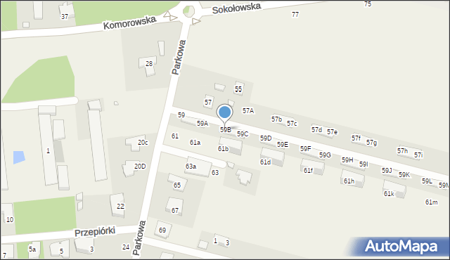 Pęcice, Parkowa, 59B, mapa Pęcice