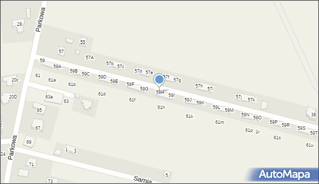 Pęcice, Parkowa, 59H, mapa Pęcice