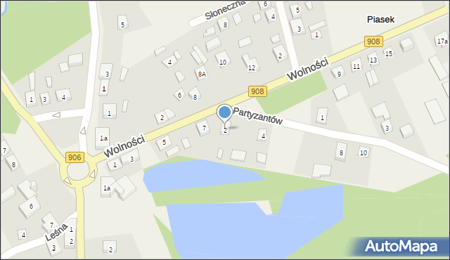 Piasek, Partyzantów, 2, mapa Piasek