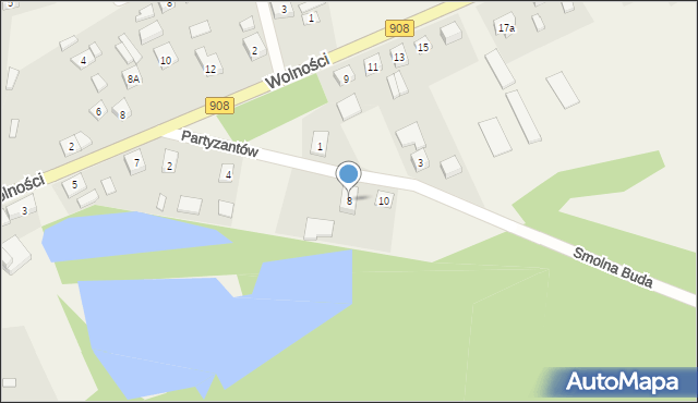 Piasek, Partyzantów, 8, mapa Piasek