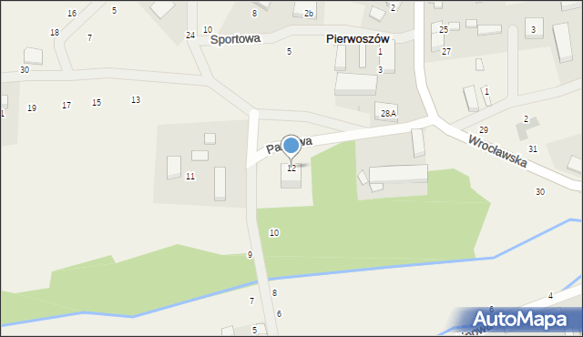 Pierwoszów, Parkowa, 12, mapa Pierwoszów