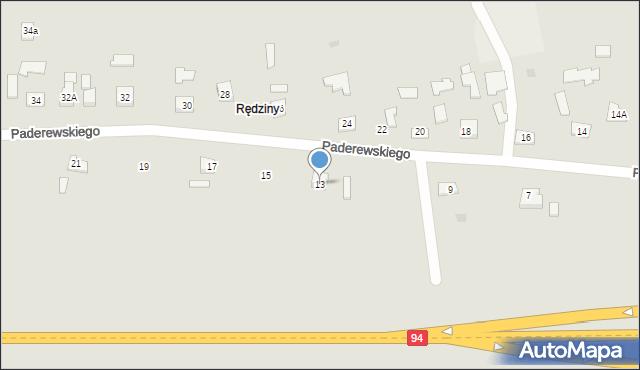 Pilzno, Paderewskiego Ignacego Jana, 13, mapa Pilzno