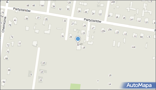 Pionki, Partyzantów, 21, mapa Pionki