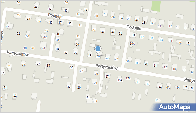 Pionki, Partyzantów, 26, mapa Pionki