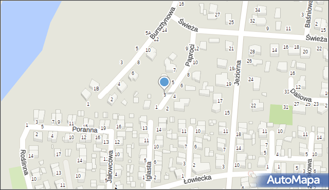 Piotrków Trybunalski, Paproci, 3, mapa Piotrków Trybunalski