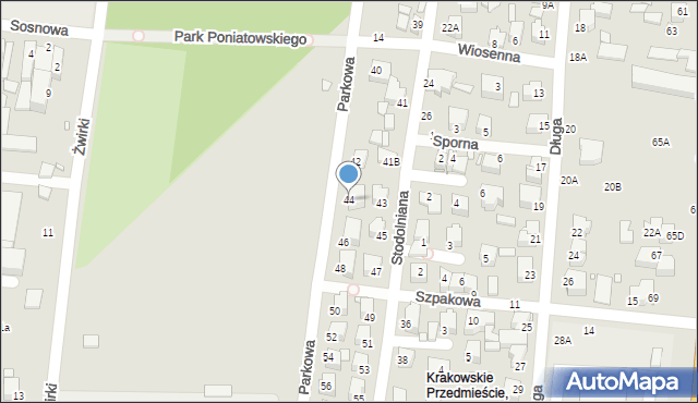 Piotrków Trybunalski, Parkowa, 44, mapa Piotrków Trybunalski