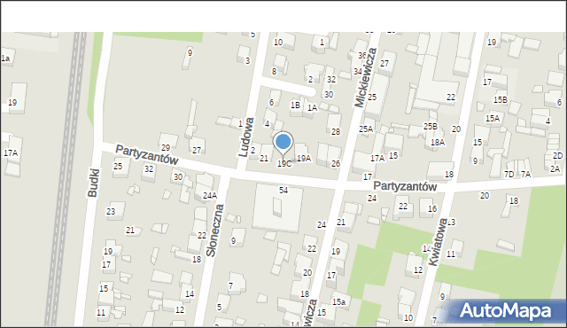 Piotrków Trybunalski, Partyzantów, 19C, mapa Piotrków Trybunalski