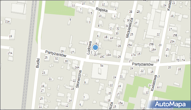 Piotrków Trybunalski, Partyzantów, 21, mapa Piotrków Trybunalski