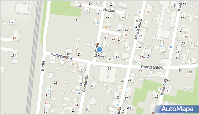 Piotrków Trybunalski, Partyzantów, 21A, mapa Piotrków Trybunalski