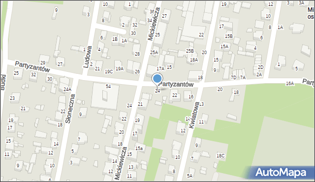 Piotrków Trybunalski, Partyzantów, 24, mapa Piotrków Trybunalski