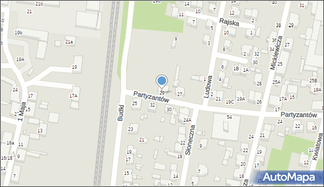 Piotrków Trybunalski, Partyzantów, 29, mapa Piotrków Trybunalski