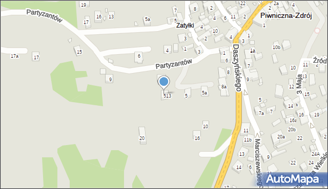 Piwniczna-Zdrój, Partyzantów, 5B, mapa Piwniczna-Zdrój