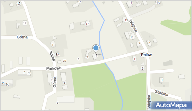 Pniów, Parkowa, 2, mapa Pniów