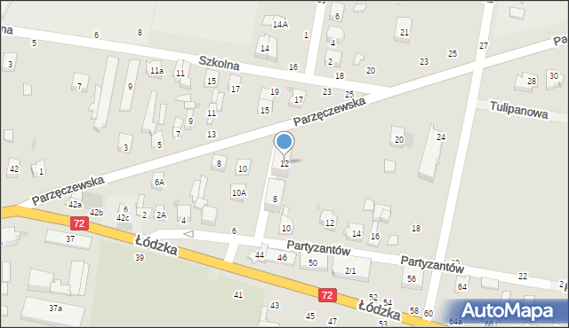 Poddębice, Parzęczewska, 12, mapa Poddębice