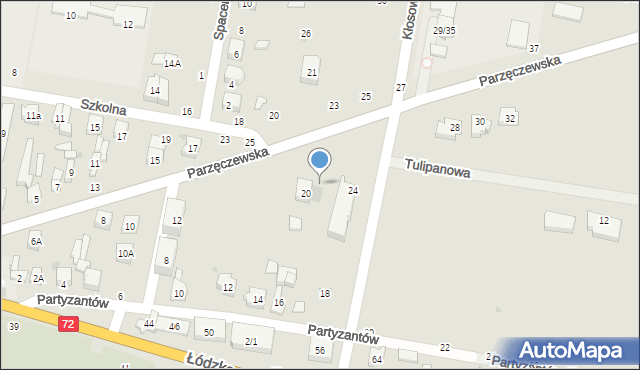 Poddębice, Parzęczewska, 22, mapa Poddębice