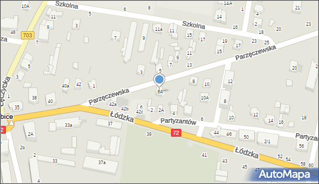 Poddębice, Parzęczewska, 6A, mapa Poddębice