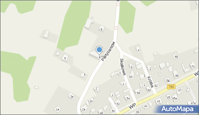 Podzamcze, Partyzantów, 4, mapa Podzamcze