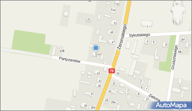 Policzna, Partyzantów, 2, mapa Policzna