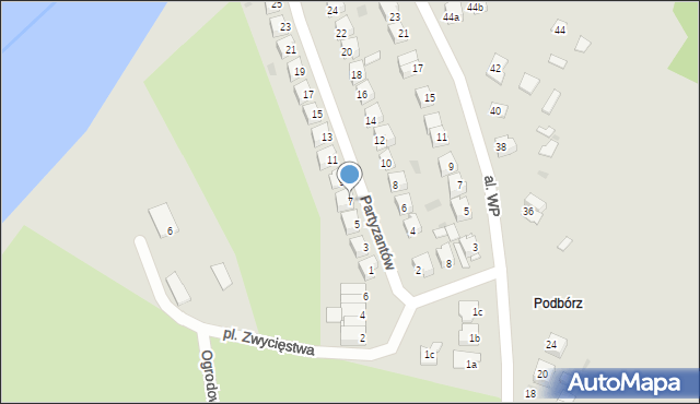 Poniatowa, Partyzantów, 7, mapa Poniatowa