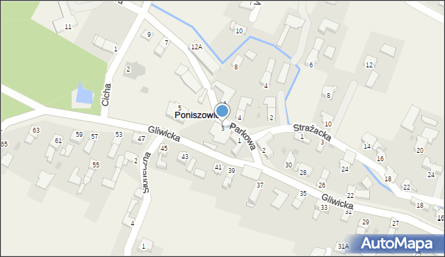 Poniszowice, Parkowa, 3, mapa Poniszowice