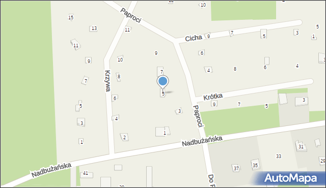 Popowo-Parcele, Paproci, 5, mapa Popowo-Parcele