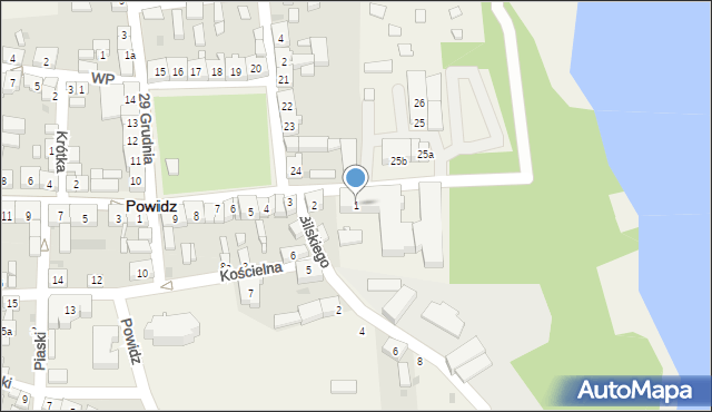 Powidz, Park Powstańców Wielkopolskich, 1, mapa Powidz