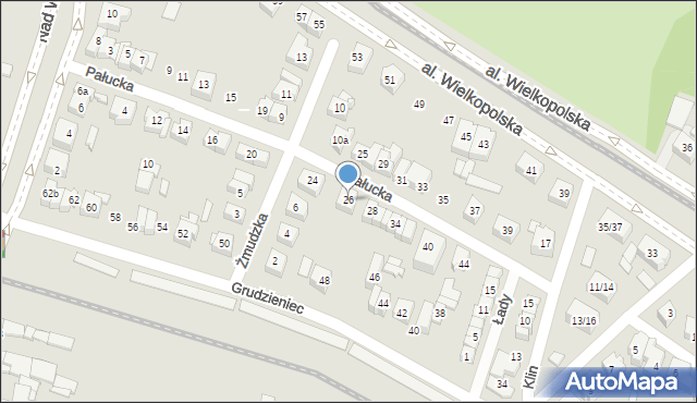 Poznań, Pałucka, 26, mapa Poznania