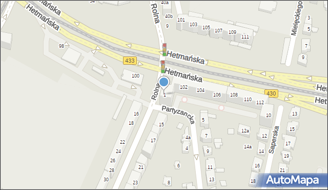 Poznań, Partyzancka, 1, mapa Poznania