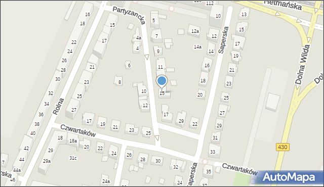 Poznań, Partyzancka, 15, mapa Poznania