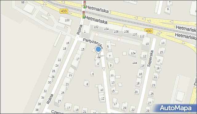 Poznań, Partyzancka, 4a, mapa Poznania