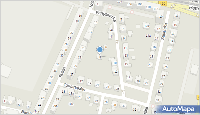 Poznań, Partyzancka, 8, mapa Poznania