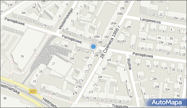 Poznań, Pamiątkowa, 14, mapa Poznania