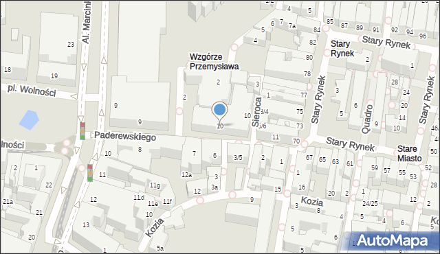 Poznań, Paderewskiego Ignacego Jana, 10, mapa Poznania