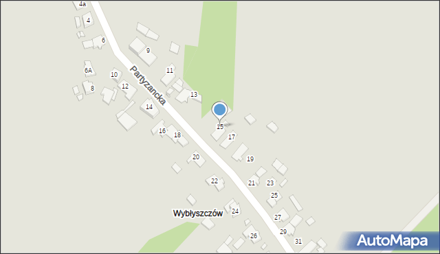 Prószków, Partyzancka, 15, mapa Prószków