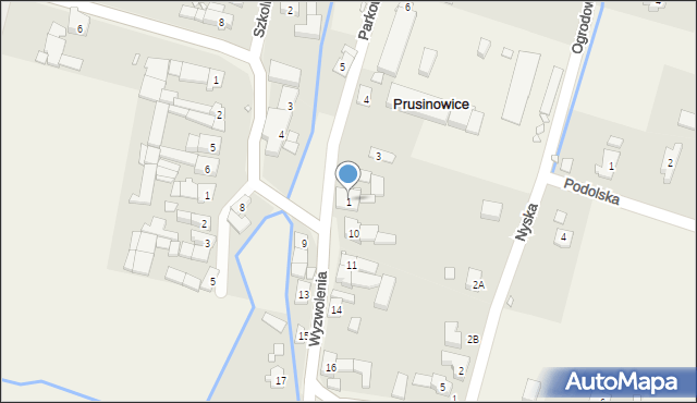 Prusinowice, Parkowa, 1, mapa Prusinowice